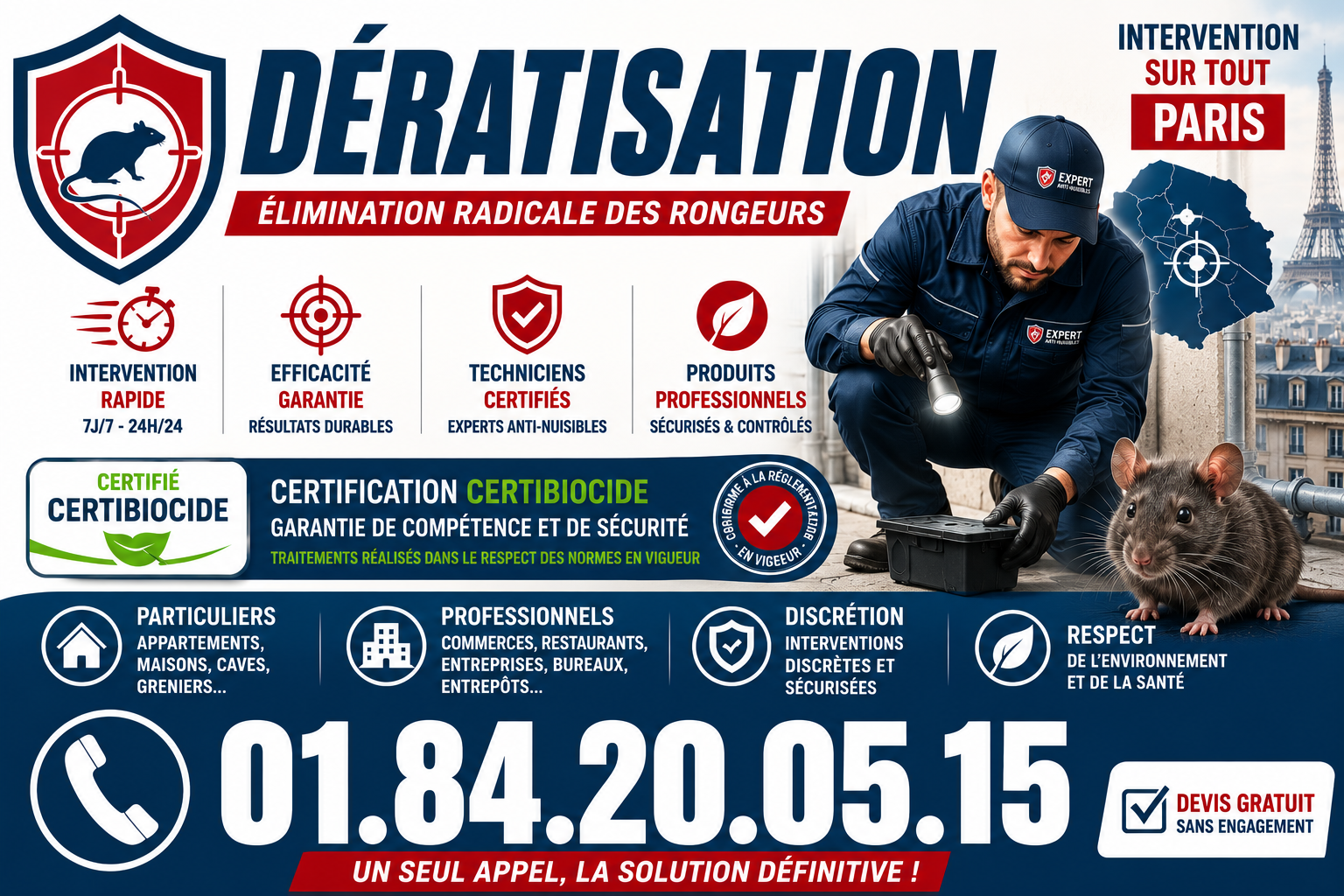 Deratisation Paris 8
